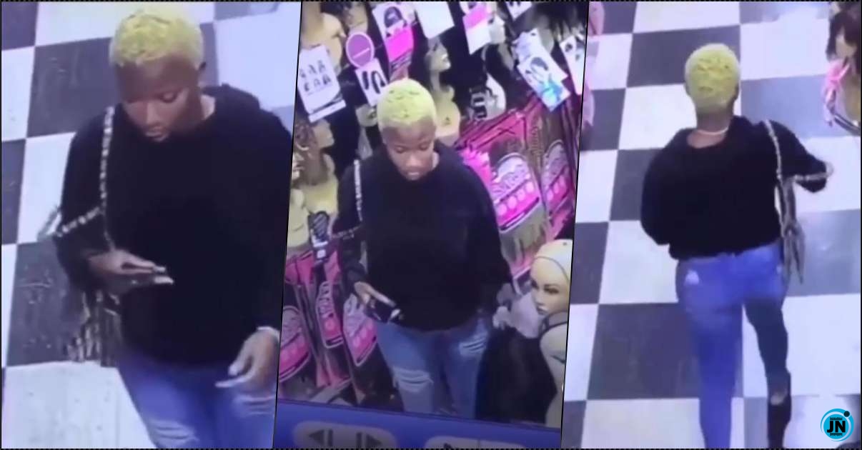 Slay Queen Caught On Camera Stealing Wig From Store Video Justnaija